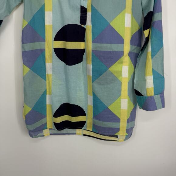 Boo Gemes Uni Shirt Women Size Large Colorful Artsy Pattern Cotton Popover Tunic - Picture 4 of 8